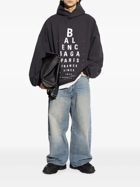 Hanorac cu glugă Balenciaga cu imagine negru