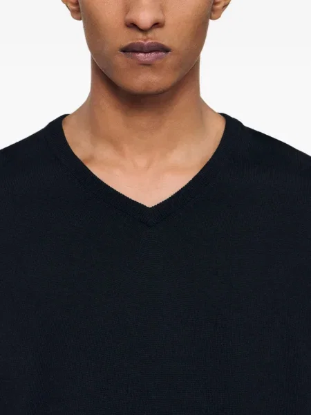 Pulover Sandro de lână cu decolteu în V negru