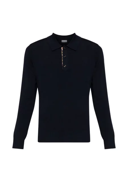 Tricou polo Burberry de lână albastru