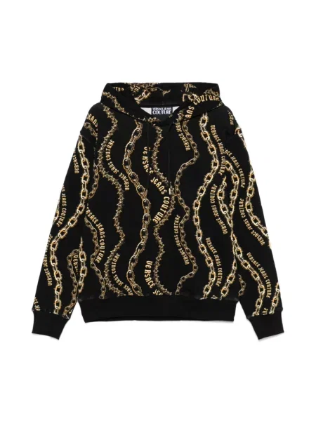 Versace Jeans Couture bluza z kapturem wzorzysta czarny