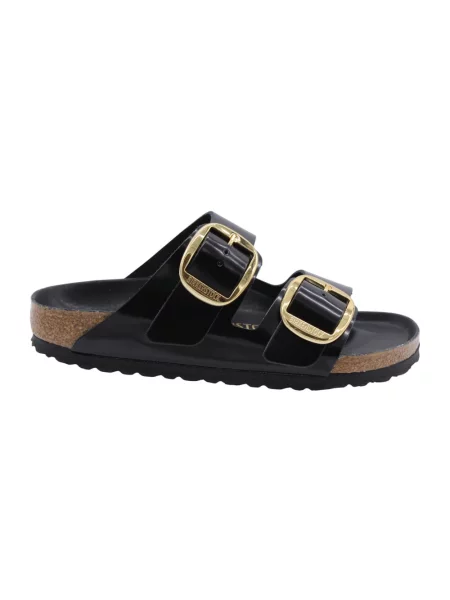 Birkenstock klapki skórzane Arizona Big Buckle czarne