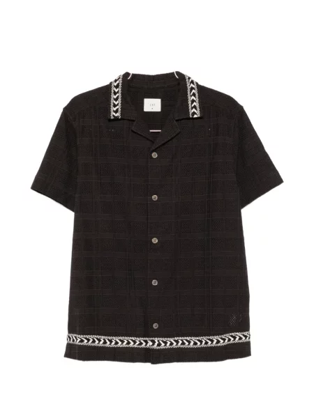 Cămașă Ché cu broderie în carouri negru