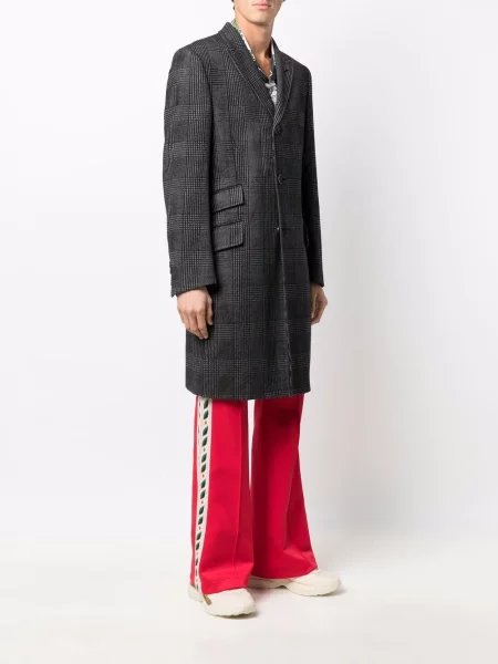 Kostkovaný jednořadý kabát Versace Pre-owned černý