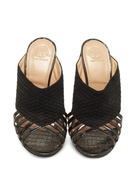 Matlasat sandale Tory Burch din piele de căprioară negru