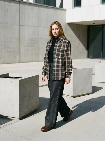 Сорочка в клітинку Seventeen чорний/бежевий кашемір чорна