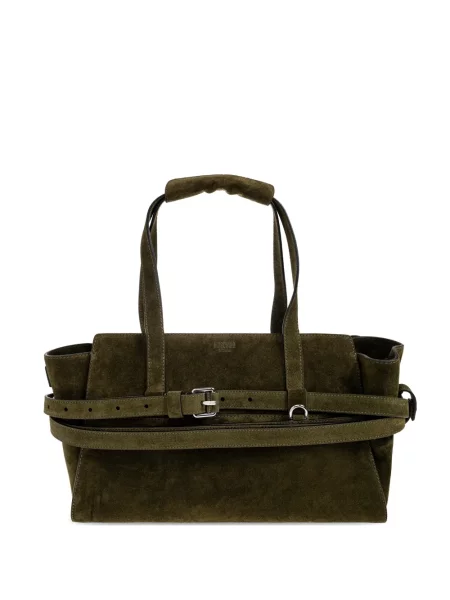 Geantă shopper Moschino din piele de căprioară cu legături verde