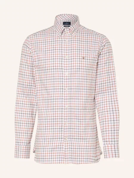 Hackett London Koszula Tattersall O Dopasowanym Kroju orange pomarańczowa