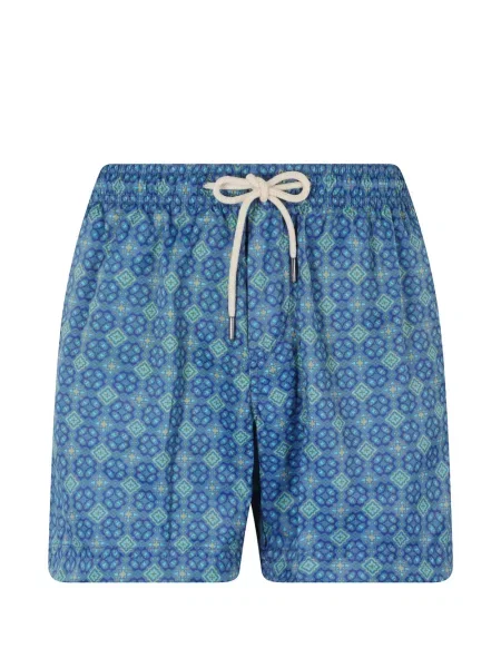 Slip de baie Peninsula Swimwear cu imagine cu imprimeu geometric cu cordon albastru