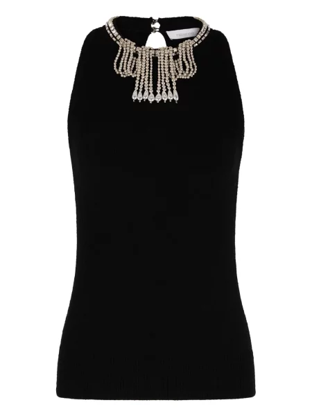 Top Rabanne cu broderie negru