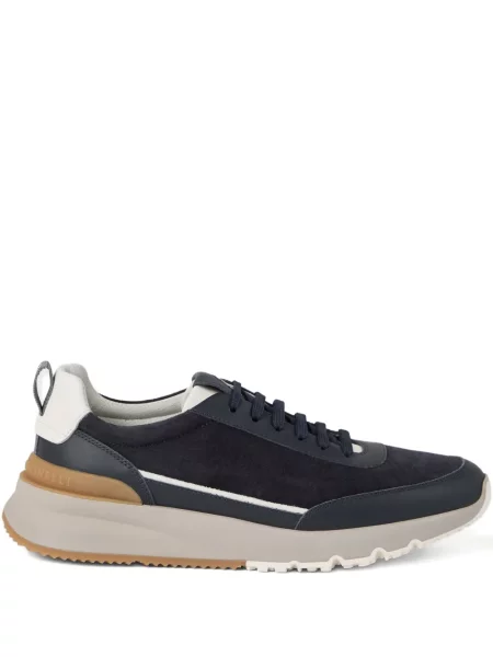 Sneakerși Brunello Cucinelli cu șireturi din piele de căprioară albastru