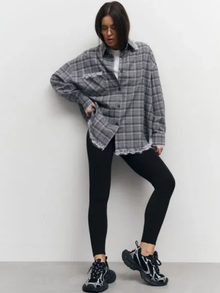 Сорочка в клітинку Lilove фланель сірий