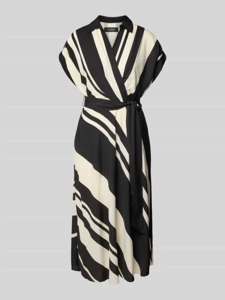 Sukienka midi z wiązanym model ‘FRATILLIO’ Lauren Ralph Lauren biała