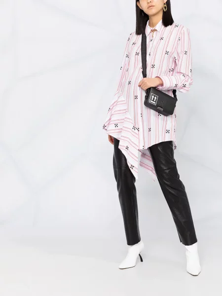 Rochie tip cămașă Off-white asimetrică alb