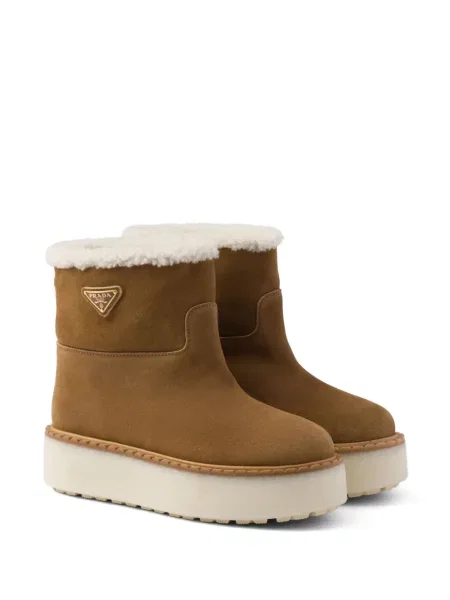 Botine Prada din piele de căprioară maro