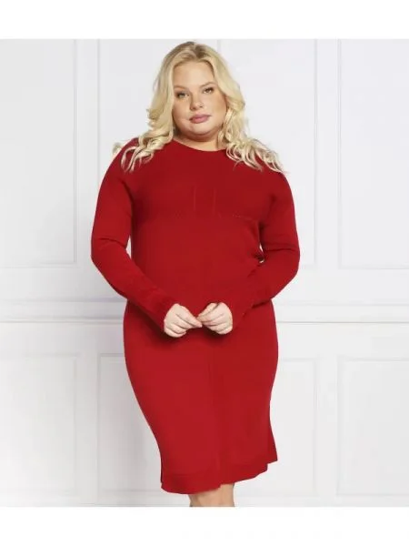 Persona by Marina Rinaldi Rochie GENESI plus size cu adaos de lână roșu