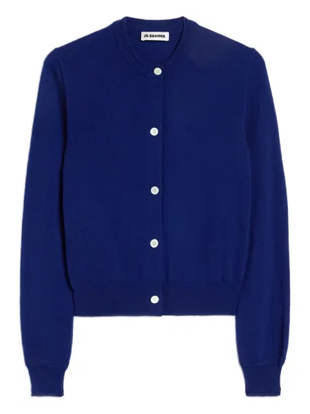 Cardigan Jil Sander cu decolteu rotund albastru