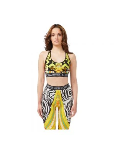 Biustonosz Custo Barcelona ze stretchu elegancki z nadrukiem żółty