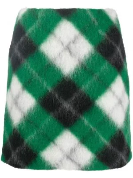 Mała spódnica mini Opening Ceremony w kratkę z nadrukiem zielona