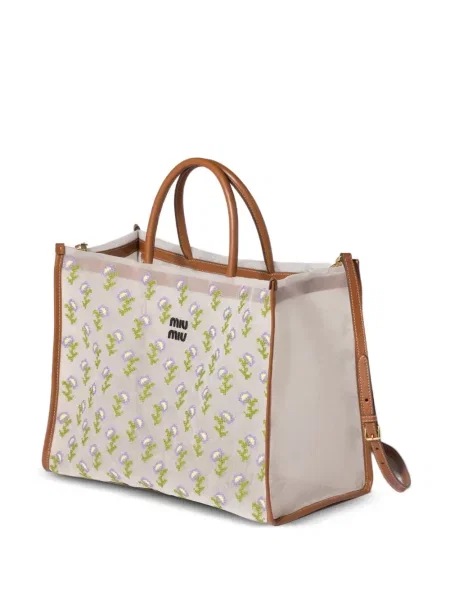 Hálós shopper táska Miu Miu fehér