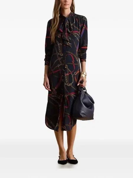 Τσάντα με λουράκι αλυσίδα Lauren Ralph Lauren με σχέδιο με μήκος μέχρι το γόνατο γραβάτες μπλε