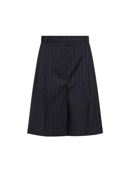 Długie szorty Max Mara Studio wełniane niebieskie