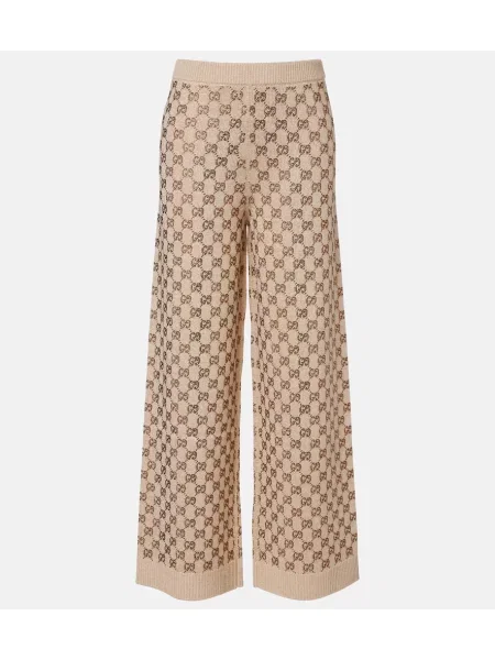 Pantaloni Gucci de lână cu picior lat bej