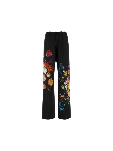 Spodnie Dries Van Noten w kwiatki czarne