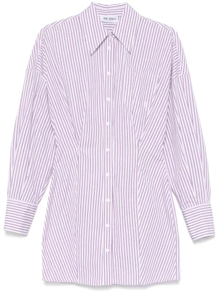 Rochie tip cămașă The Attico cu dungi de costum alb