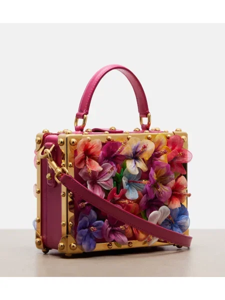 Usnjena torbica Dolce&gabbana s cvetličnim vzorcem roza