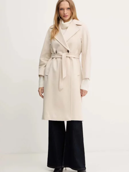 Weekend Max Mara płaszcz wełniany RESINA beżowy