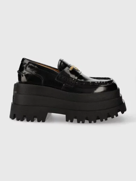 Кожени мокасини Naked Wolfe Delusion с платформа черно