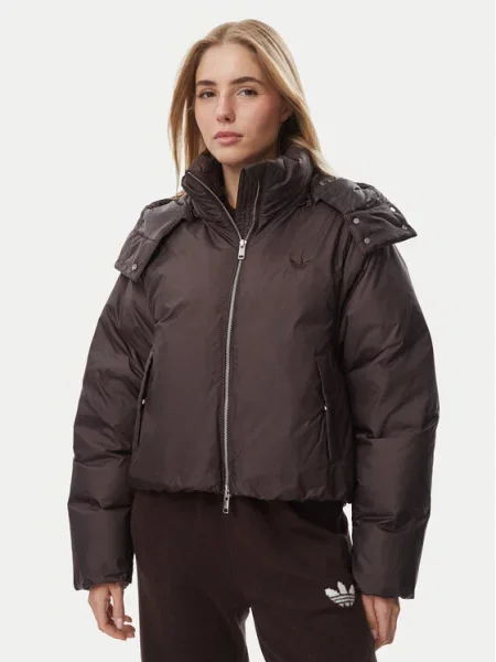 Jachetă adidas Ess Down Hooded Puffer Jacket Aurora Coffee L maro