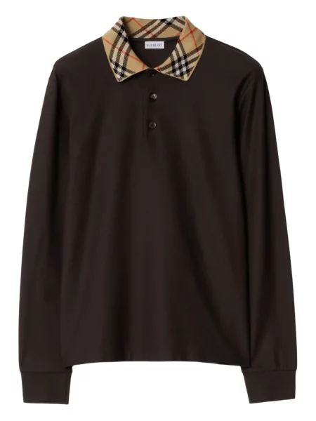 Kołnierzykowy polo Burberry w kratkę brązowe