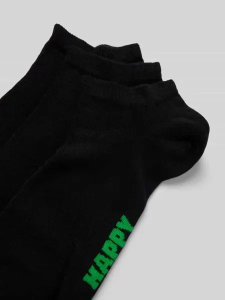 Krótkie skarpety z detalem z logo w zestawie 3 szt. model ‘Solid’ Happy Socks czarne