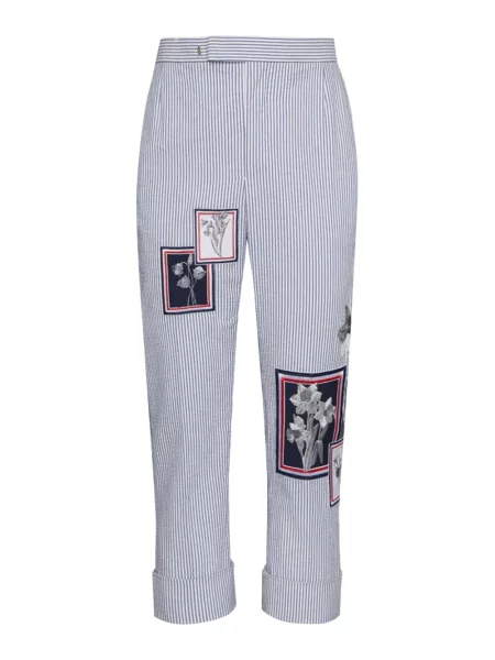 Pruhované kalhoty Thom Browne modré