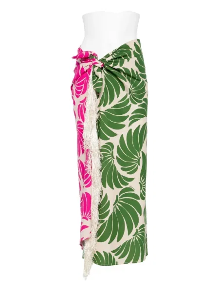 Fustă Farm Rio cu franjuri cu model floral verde