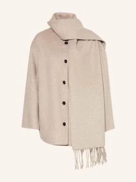 Mrs & Hugs Płaszcz Wełniany beige beżowy