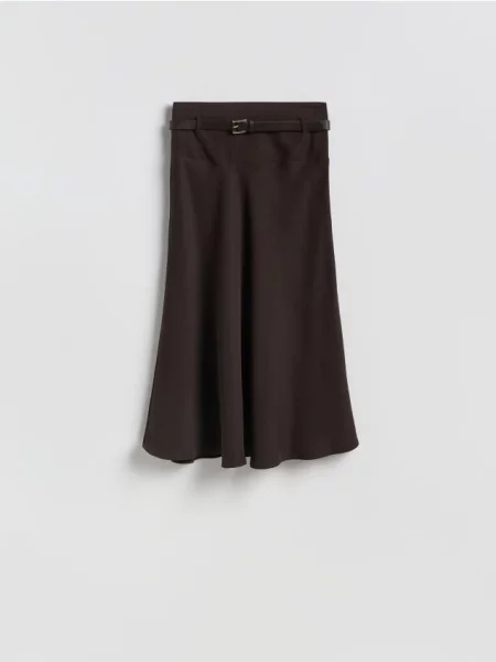 Reserved Fustă midi cu maro-închis maro