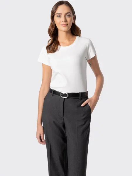 T-shirt z bawełny basic ecru