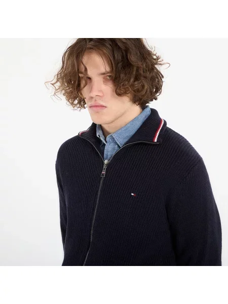 Kardigan rozpinany w kroju regular fit z czystej bawełny Tommy Hilfiger granatowy