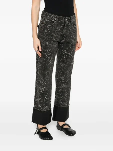Blugi boyfriend Coperni de cristal negru