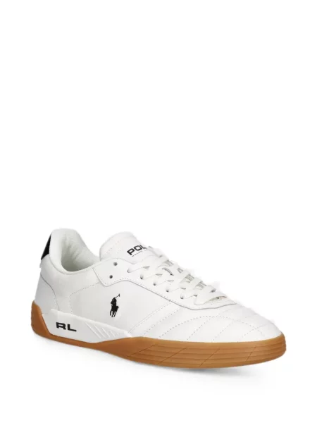 Papuci Polo Ralph Lauren din piele cu autograf cu cordon albastru