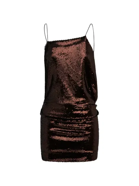 Rochie mini Alex Perry cu paiete drapată maro