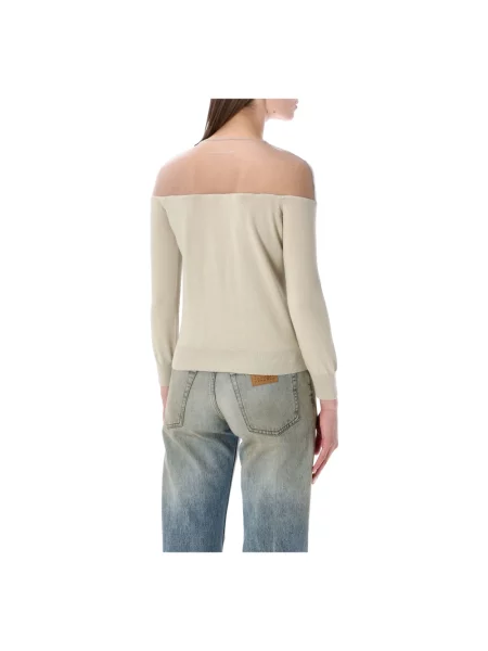 Dzianinowy sweter Mm6 Maison Margiela beżowy
