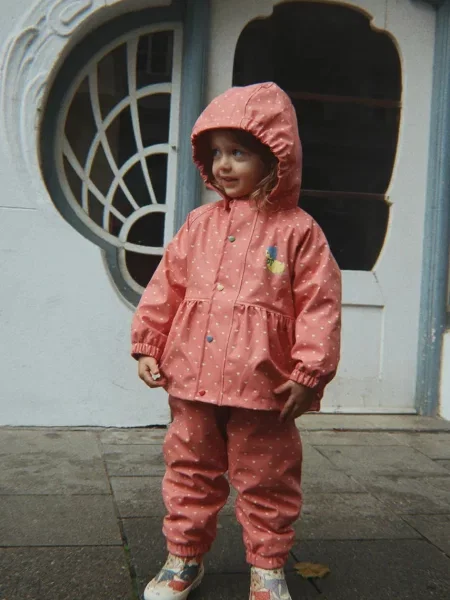 Konges Sløjd detský overal RAINY PALME DUCKLING SET GIRL ružová