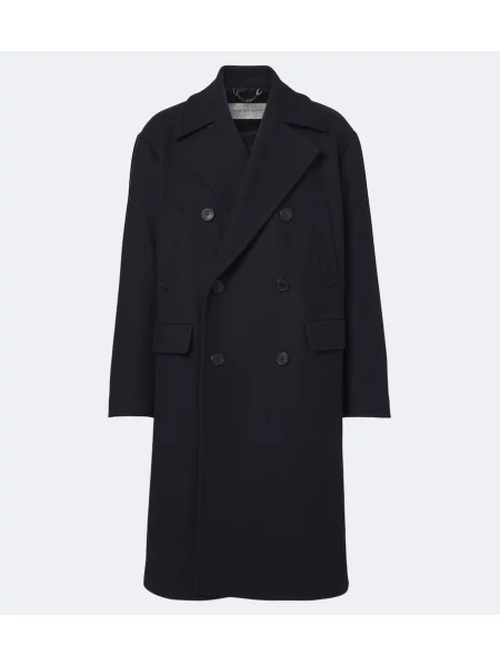 Palton Dries Van Noten de lână cu două rânduri de nasturi albastru