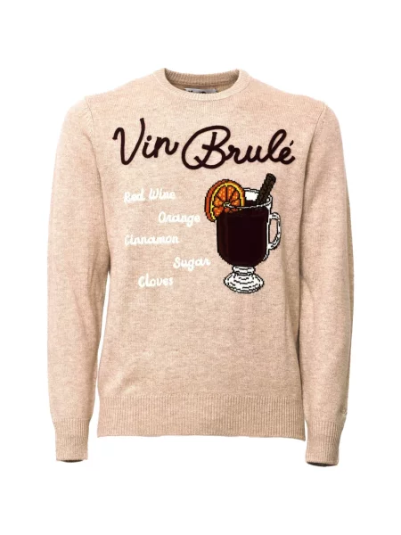 Hanorac crewneck Mc2 Saint Barth cu broderie bej