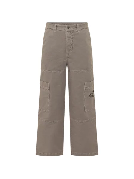 Pantaloni cargo Off-white cu broderie alb
