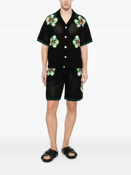 Cămașă Casablanca cu model floral negru