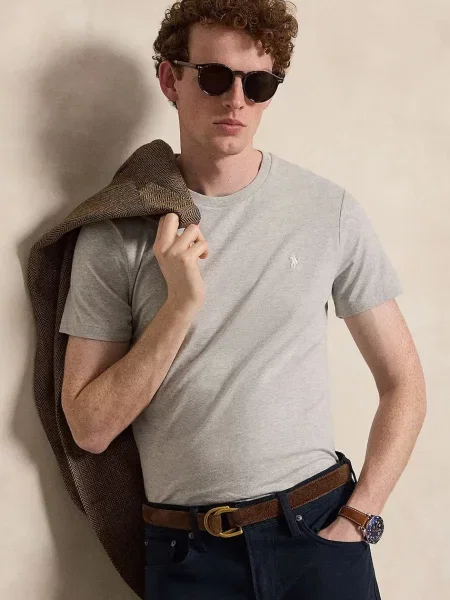 Polo Ralph Lauren tricou basic pentru bărbați din gri